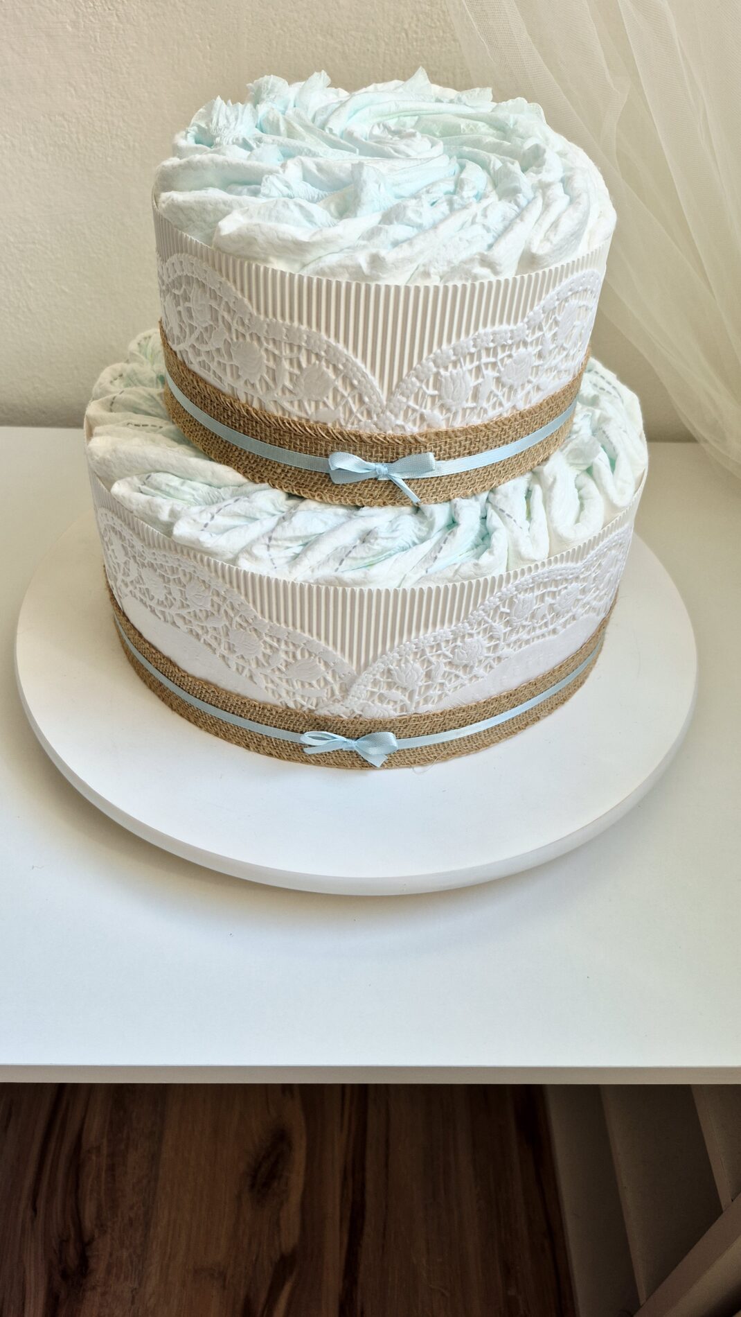 Plienková torta - Biela krajka - M – Obrázok 6
