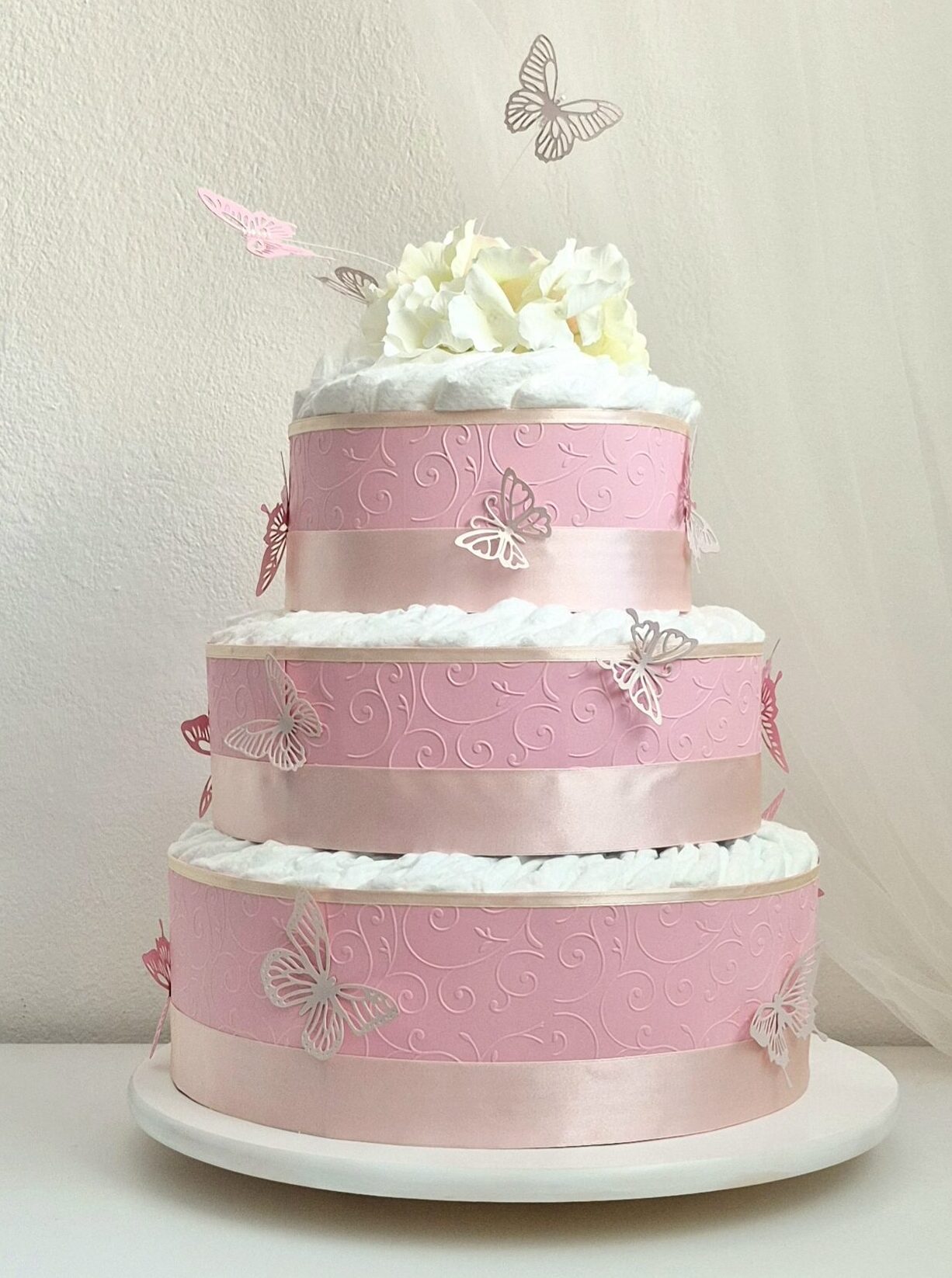 Plienková torta - Motýľková - ružová